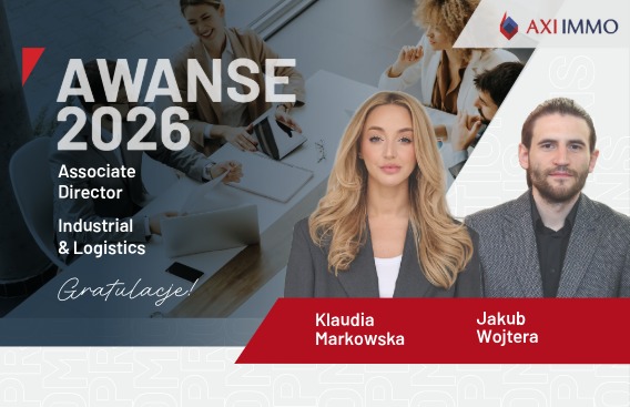Awanse w dziale powierzchni przemysłowych i logistycznych AXI IMMO Klaudia Markowska Jakub Wojtera Associate Director