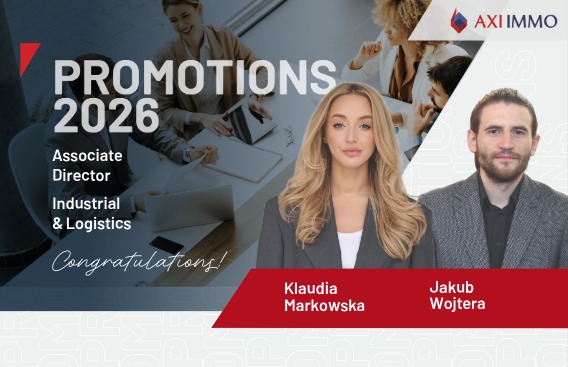 Promotions in AXI IMMO's Industrial & Logistics Department. Klaudia Markowska Jakub Wojtera